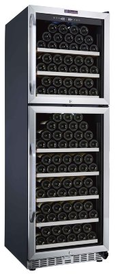 Двухзонный шкаф, LaSommeliere модель MZ165DP Винный шкаф для длительного хранения напитков MZ165DP способен вместить 165 бутылок стандартного типа Бордо, а возможность встройки поможет разместить его с максимальным удобством и комфортом.
