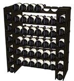 Стеллаж InLine из 6 полок (каждая на 6 бутылок)+12 мест для бутылок в боковых отсеках, чёрный металл
