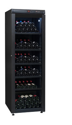 Монотемпературный шкаф, Climadiff модель CVV265B Монотемпературный винный шкаф Climadiff CVV265 на 264 бутылки (типа Бордо) оснащён перенавешиваемой стеклянной дверью с АУФ-тонировкой, благодаря которой винная коллекция всегда будет на виду, и практичными проволочными корзинами. Модель оборудована системой "Зима", поэтому может устанавливаться в комнатах, где температура сохраняется невысокой (но не ниже 0&amp;deg;).