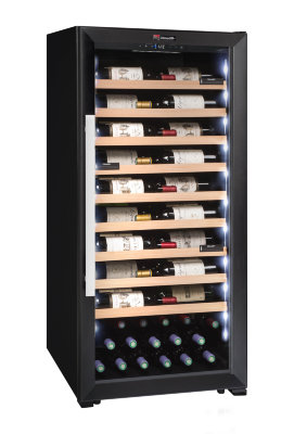 Монотемпературный винный шкаф, Climadiff модель CPF100B1 Монотемпературный винный шкаф Climadiff профессиональной серии на 98 бутылок 0,75л, модель CPF100B1. Отличительная особенность данного шкафа заключается в 9 выдвижных полках, на которых бутылки лежат этикеткой к стеклу, что позволяет эффективно использовать винный шкаф не только для хранения, но и для демонстрации и продажи, в частности в ресторанах и в винных бутиках.