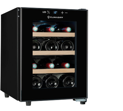 Монотемпературный шкаф, Climadiff модель CUVEE12 Монотемпературный шкаф для подготовки вина Climadiff CUVEE12 рассчитан на хранение 12 бутылок стандартного типа Бордо. Благодаря простому управлению использование этой модели становится чрезвычайно простым, а хранение напитков надёжным, как никогда. Простой, но эффектный дизайн элементов шкафа делает его подходящим для любой обстановки.