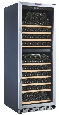 Двухзонный шкаф, LaSommeliere модель MZ135DZ Винный шкаф для длительного хранения напитков MZ135DZ способен вместить 135 бутылок стандартного типа Бордо, а возможность встройки поможет разместить его с максимальным удобством и комфортом.