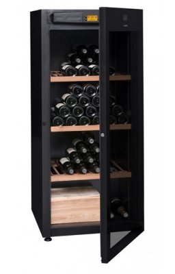 Мультитемпературный шкаф, Avintage модель DVP180G Мультитемпературный винный шкаф Avintage DVP180G позволяет хранить 178 бутылок (типа Бордо). Традиционный дизайн в черном цвете и использование черного органического стекла для оформления дверцы делают шкаф идеальным решением как для кухни, так и для гостиной. Система «Зима», которой оснащен шкаф,  допускает его установку  в помещениях с  невысокой температурой (но не ниже 0°C).