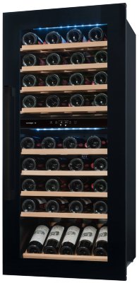 Двухзонный шкаф, Avintage модель AVI82CDZA Двухзонный винный шкаф Avintage AVI80CDZA вмещает 79 бутылок (типа Бордо), вместительность шкафа регулируется съемными полками. За счет того, что в шкафу имеется две зоны, напитки хранятся в наиболее подходящих условиях. Лаконичный дизайн дает возможность размещать шкаф дома, в ресторане или офисе.
Модель оснащена перенавешиваемой дверцей.