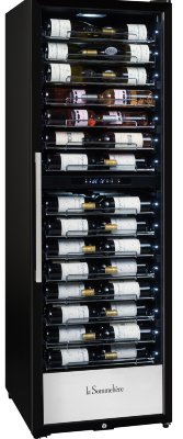 Двухзонный шкаф, LaSommeliere модель PRO160DZ Монотемпературный винный шкаф LaSommeliere профессиональной серии на 152 бутылки 0,75л, модель PRO160DZ. Отличительная особенность данного шкафа заключается в 15 выдвижных полках, на которых бутылки лежат этикеткой к стеклу, что позволяет эффективно использовать винный шкаф не только для хранения, но и для демонстрации и продажи, в частности в ресторанах и в винных бутиках.
