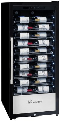 Монотемпературный шкаф, LaSommeliere модель PRO110 Монотемпературный винный шкаф LaSommeliere профессиональной серии на 107 бутылок 0,75л, модель PRO110. Отличительная особенность данного шкафа заключается в 10 выдвижных полках, на которых бутылки лежат этикеткой к стеклу, что позволяет эффективно использовать винный шкаф не только для хранения, но и для демонстрации и продажи, в частности в ресторанах и в винных бутиках.