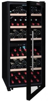 Двухзонный шкаф, LaSommeliere модель SLS102DZ Двухзонный винный шкаф La Sommeliere SLS102DZ предназначен для размещения 102 бутылок (типа Бордо). В двух независимых температурных отсеках можно хранить различные сорта вин. Шкаф оснащён практичными металлическими полками с деревянным фасадом.