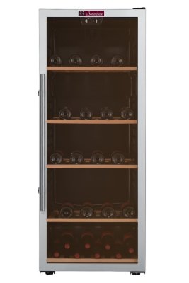 Монотемпературный шкаф, LaSommeliere модель CVD131V Монотемпературный винный шкаф LaSommeliere CVD131V предназначен для хранения 120 бутылок (типа Бордо). Прозрачная дверца с АУФ-тонировкой придает шкафу элегантный вид, а практичные полки из бука обеспечивают значительную вместимость. Шкаф удачно впишется как в обстановку домашней кухни, так и в атмосферу зала ресторана.