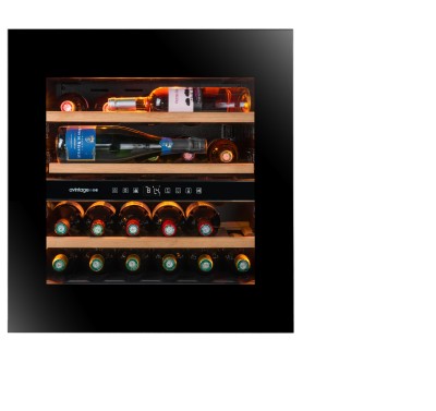 Двухзонный шкаф, Avintage модель AVI60PLATINUM Двухзонный винный шкаф Avintage AVI60 PLATINUM предназначен для хранения 24 бутылок типа Бордо. Доступна встройка в колонну. 
Стеклянная дверца с защитой от УФ и системой PUSH-PULL,  поможет защитить содержимое шкафа от излишнего света, а две температурные зоны значительно расширят возможности модели по хранению напитков. 
Ещё больше удобства использованию этого шкафа добавляет простой и интуитивный интерфейс, а также выдвижные полки, благодаря которым извлечение находящейся внутри бутылки становится гораздо проще.