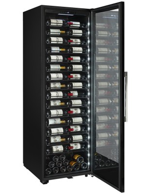 Монотемпературный шкаф, LaSommeliere модель PRO160FRESH Монотемпературный винный шкаф LaSommeliere PRO160FRESH рассчитан на хранение до 152 бутылок и предназначен для профессионального хранения белых вин и вин в тёплой среде. Расширенный температурный диапазон от 0 до 18 °C позволяет точно подобрать условия хранения и подготовки вина к подаче.

Винный шкаф оснащен 15 выдвижными полками из стальной проволоки на телескопических направляющих. Горизонтальное размещение бутылок обеспечивает удобный доступ к коллекции и хороший обзор этикеток. Боковая LED-подсветка по всей высоте шкафа обеспечивает равномерное освещение содержимого.

Система циркуляции воздуха, активированный угольный фильтр, антивибрационная система и контроль влажности создают условия, необходимые для правильного хранения вина. Стеклянная дверь оснащена замком, а панель управления можно заблокировать для защиты настроек.

Модель совместима с приложением Vinotag, которое позволяет вести учет винной коллекции и идентифицировать бутылки. Система «Зима» обеспечивает дополнительную защиту при пониженной те